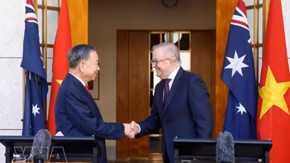 Party General Secretary and President To Lam, Australian Prime Minister meet the press