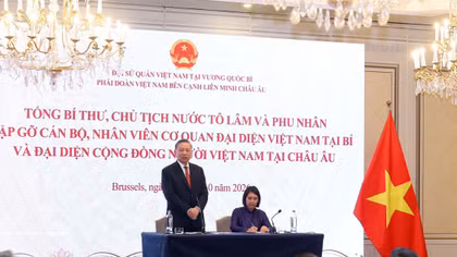 General Secretary and President To Lam meets with staff of Vietnamese agencies in Belgium, Vietnamese community in Europe