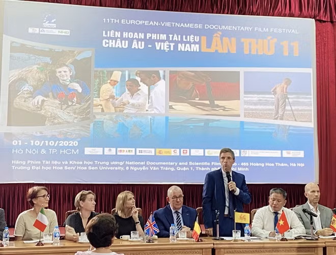 Mr. Nicolas Dervaux, Acting Chief Representative of Wallonie-Bruxelles Delegation in Vietnam speaking at the press conference.