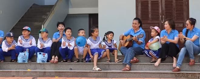 A joyful moment of island children.
