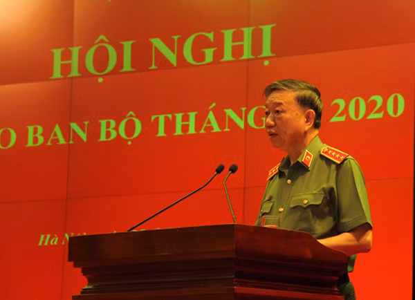 Minister To Lam speaking at the event.
