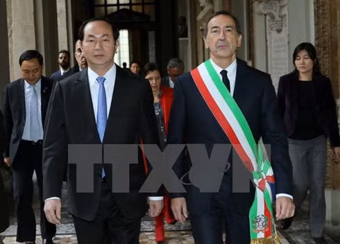 President Tran Dai Quang and Milan Mayor Guiseppe Sala.