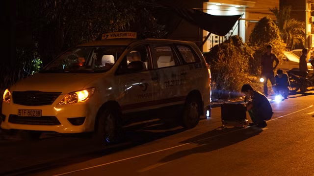 Investigators at the crime scene.