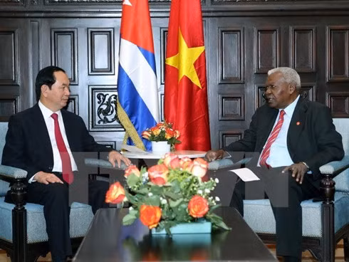 President Tran Dai Quang and Esteban Lazo, President of the Cuban National Assembly of People's Power.