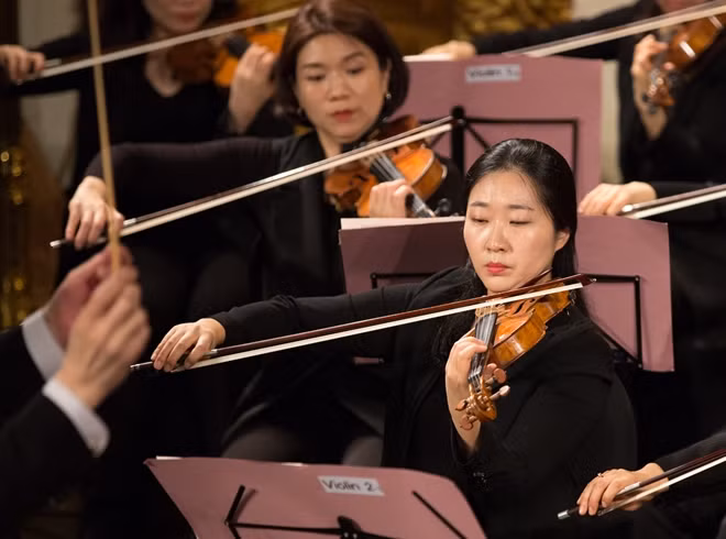 The Korean Symphony Orchestra performs at the Hanoi Opera House.