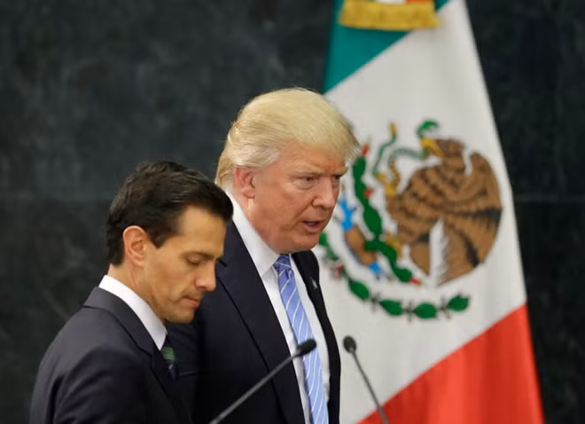 U.S. President Donald Trump and Mexican President Enrique Pena Nieto.