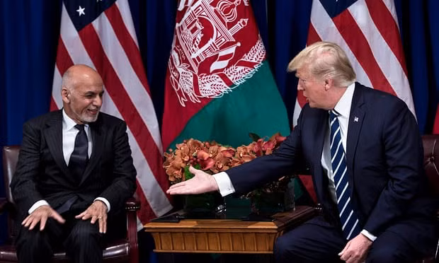Trump with Ashraf Ghani, the Afghan president, at the UN last week. Photograph: Getty Images