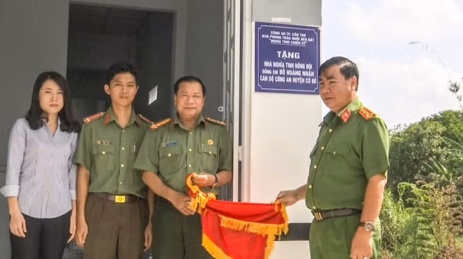 At the handover ceremony.