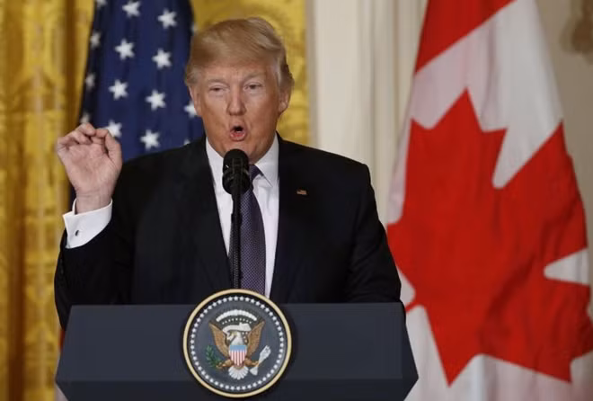 U.S. President Donald Trump addresses a joint news conference with Canadian Prime Minister Justin Trudeau at the White House in Washington, U.S., February 13, 2017. REUTERS/Kevin Lamarque