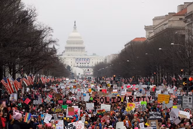 Demonstrators take part in a 'Women's March' to protest the inauguration of Donald Trump's inauguration as the 45th president of the United States in Washington, January 21, 2017. REUTERS/Lucas Jackson