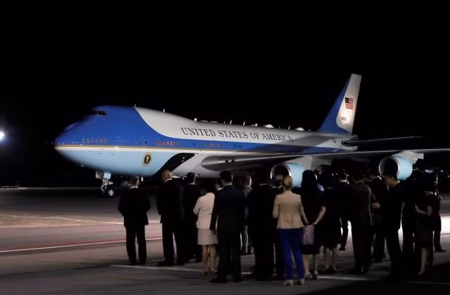 Trump flew into Singapore’s Paya Lebar Air Base Trump flew into Singapore’s Paya Lebar Air Base