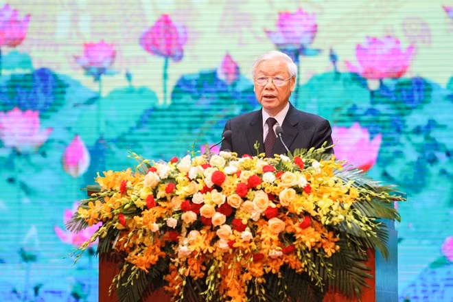 Party General Secretary Nguyen Phu Trong addressing the ceremony.