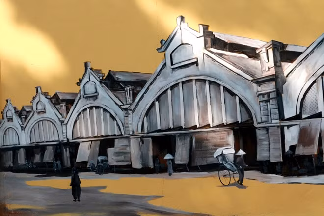 Phan Dinh Phung street brightens up with frescoes of old Hanoi ảnh 9