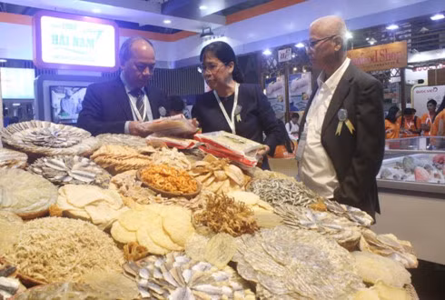 Visitors to the Vietnam Fisheries International Exhibition (Vietfish) 2018 (Photo: VNA)
