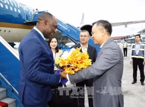 President of the Senate of the Republic of Haiti Youri Latortue welcomed at Noi Bai International Airport