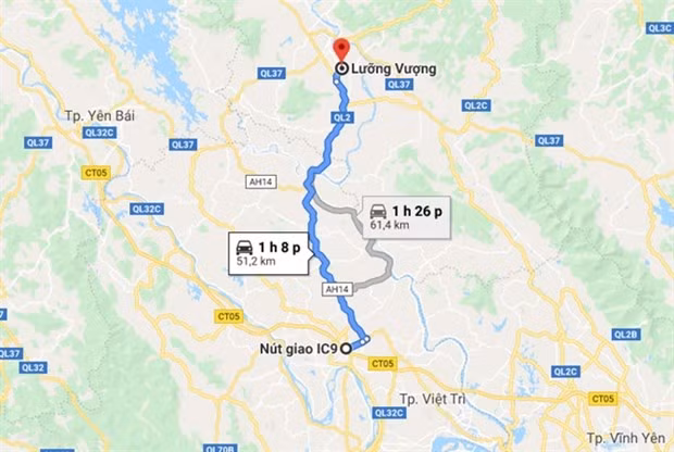 The map shows the Tuyen Quang-Phu Tho Expressway (blue line). The expressway will be built after three years of delay (Photo: vnexpress.net)
