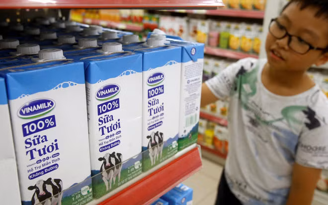 Vinamilk products are displayed at a Fivimart supermarket in Hanoi.
