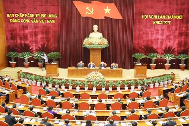 A view of the 10th meeting of the 12th Party Central Committee (Photo: VNA)