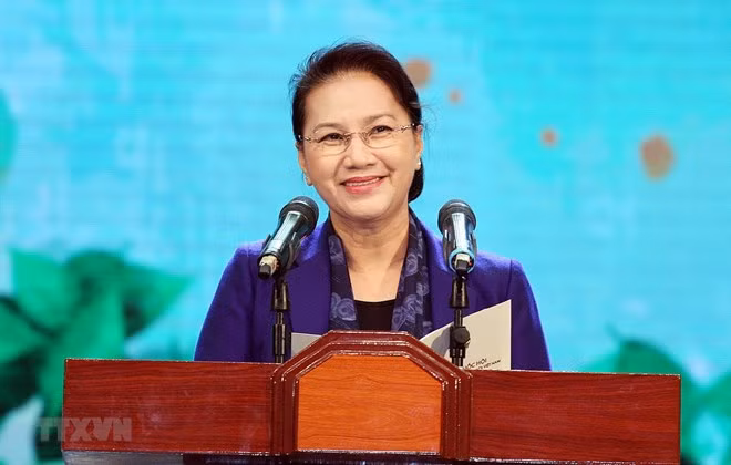 National Assembly Chairwoman Nguyen Thi Kim Ngan speaks at the event (Photo: VNA)