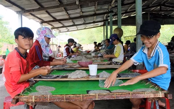 Many children from Binh Minh Commune in the Thang Binh District of the central province of Quang Nam work at a local workshop to support their families during summer vacations. — Photo nongnghiep.vn
