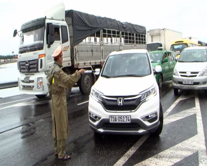 Police officers ensuring safety on traffic routes