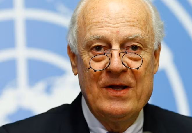 United Nations Special Envoy for Syria Staffan de Mistura attends a news conference ahead of Intra Syria talks at the U.N. in Geneva, Switzerland, May 15, 2017. REUTERS/Denis Balibouse