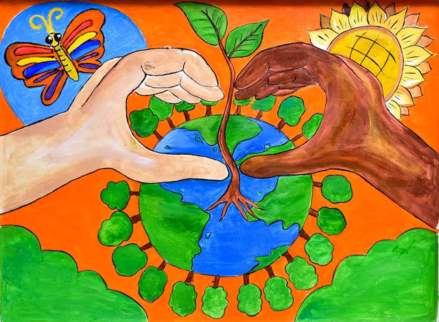 The green earth is the main theme of the street art