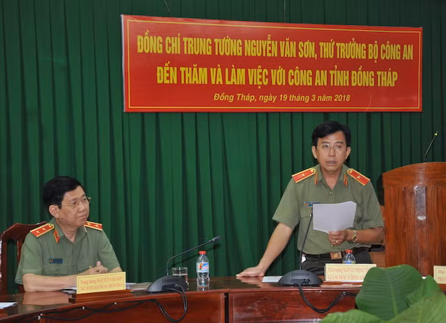 Major General Nguyen Minh Thuan, Director of Dong Thap Provincial Police speak at the event
