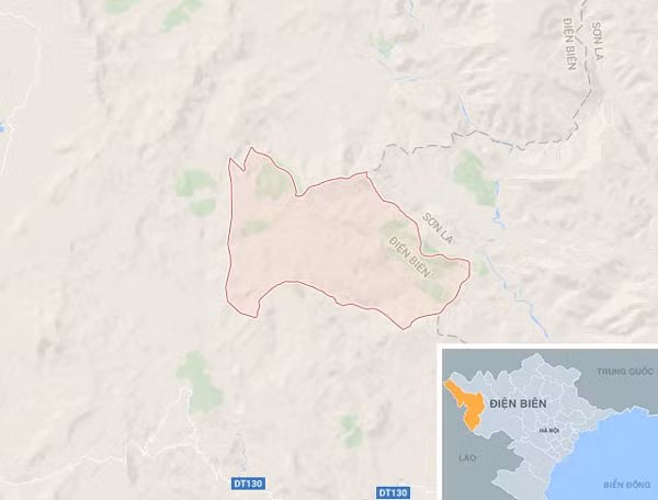 The earthquake occurred at 2.37 pm, Thursday, at a depth of 12km in Sa Dung Commune, Dien Bien Dong District (marked by the red line). – Photo: Google Maps