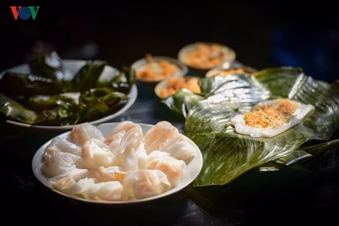 Banh Nam is covered in layers of the banana leaf, steamed for 10 minutes, and served with sweet fish sauce.