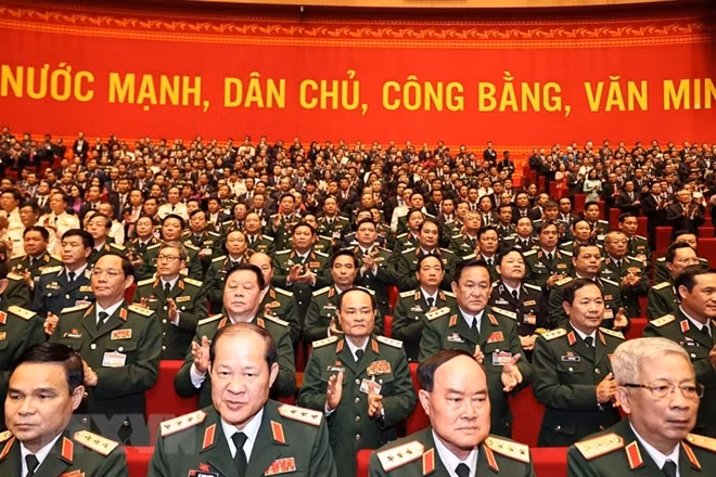 The military delegation attending the 13th National Party Congress.