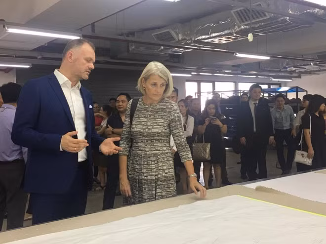 Danish Ambassador Charlotte Laursen visiting Spectre's production site