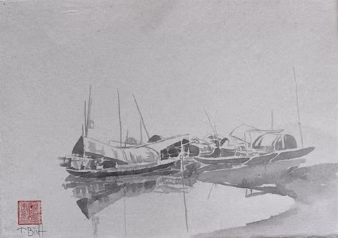 Nature: Sông Hồng Bank painting at size 40cm by 60cm