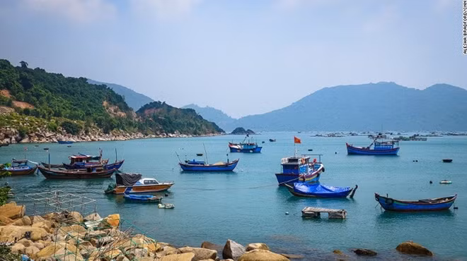Chi Thanh, Phu Yen: Fishing vessels wait in safe harbour.