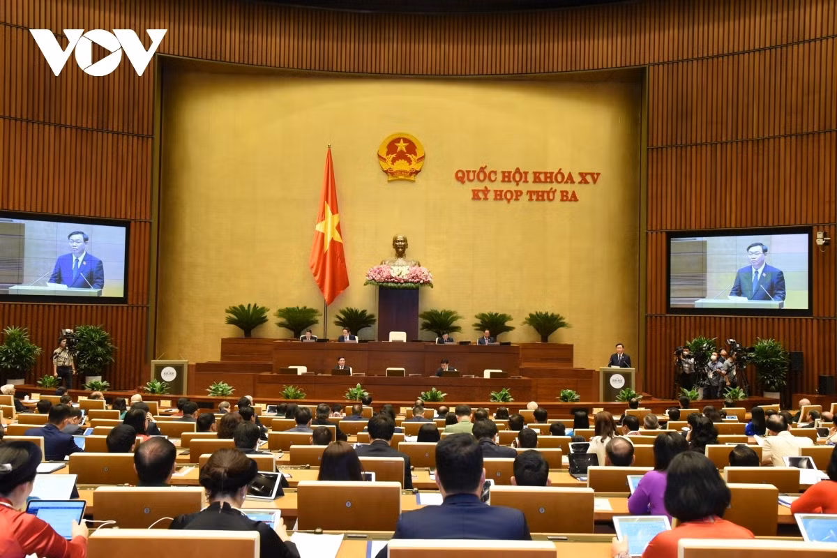 Deputies attend the third session of the 15th National Assembly in Hanoi.
