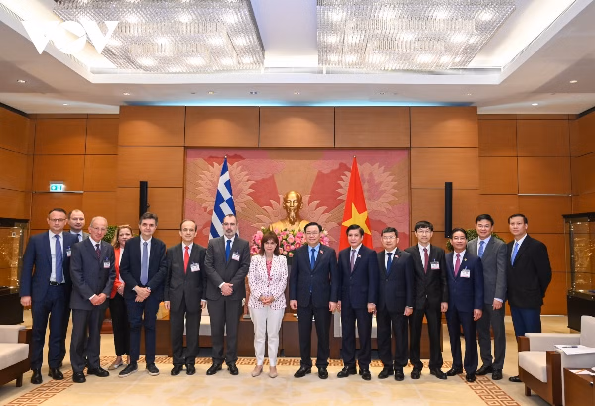 Vietnam expectst Greece’s suppor for enhancement of relations with EU ảnh 3 Delegates pose for a group photo.