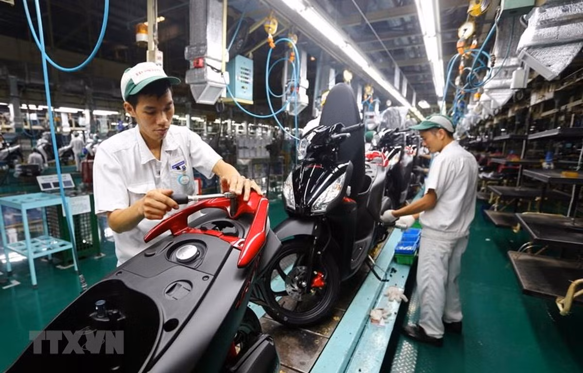 Vietnam remains attractive destination for Japanese investors: JETRO chief ảnh 1 Assemblying motorcycles at Honda Vietnam, one of successful Japanese--run businesses in Vietnam. (Photo: VNA)
