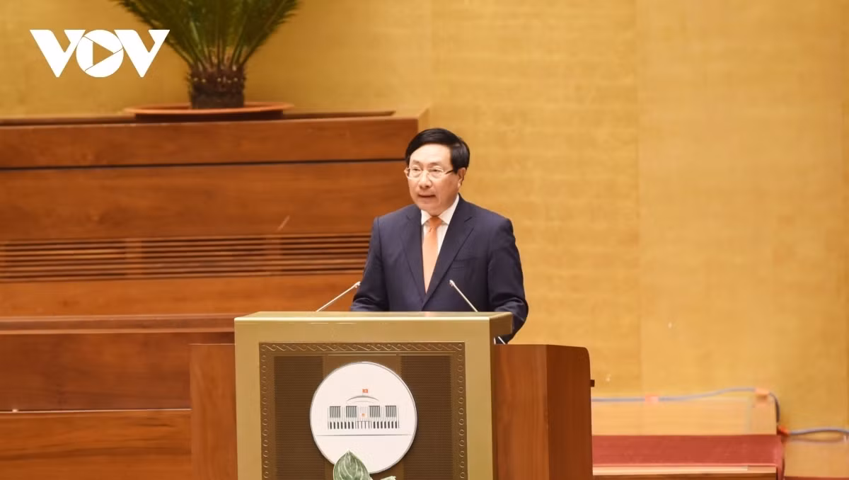 Deputy Prime Minister Pham Binh Minh speaks at the event.