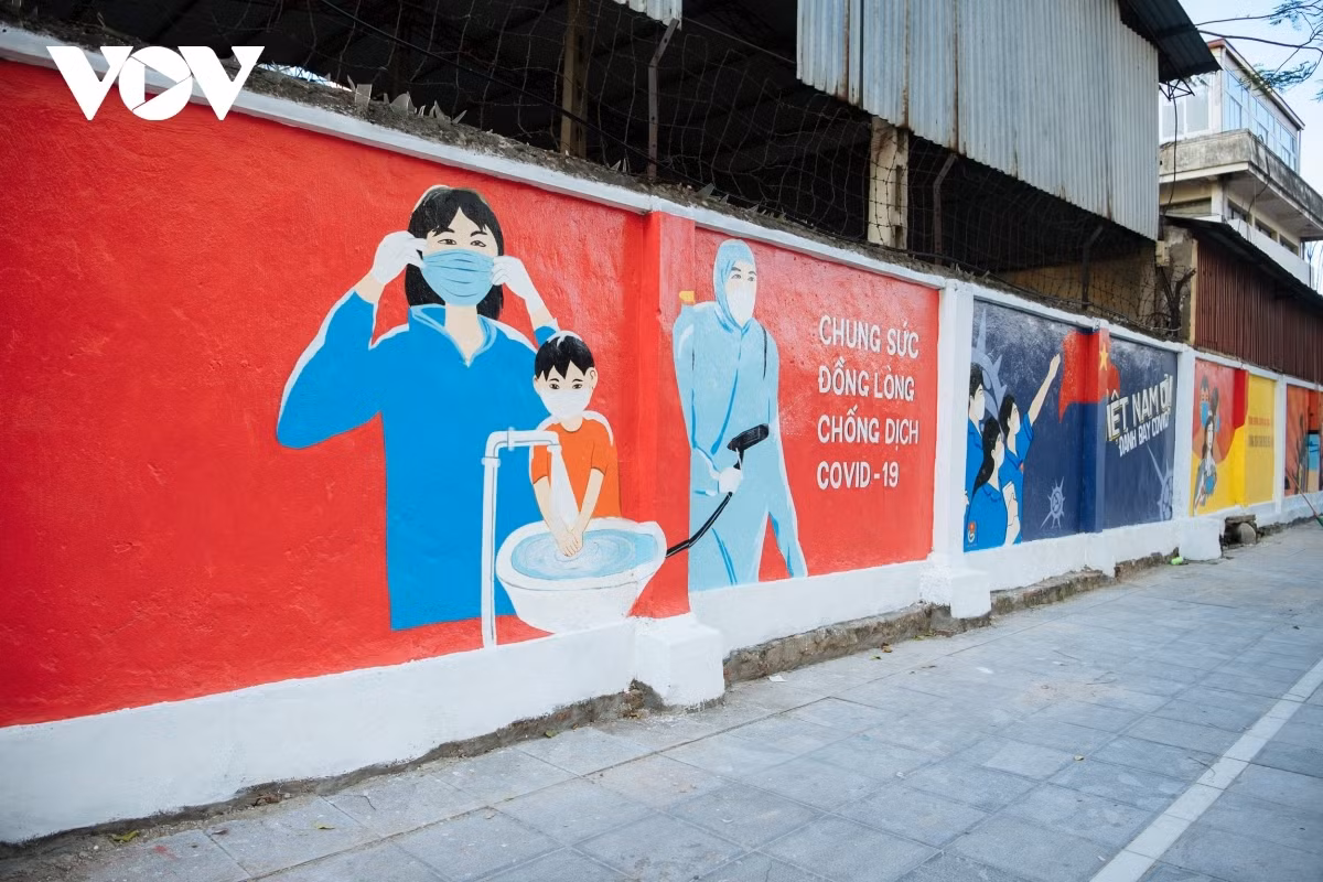 The artworks call for local people to continue pandemic prevention measures, including frequently washing hands and carrying out infection work at home and offices.