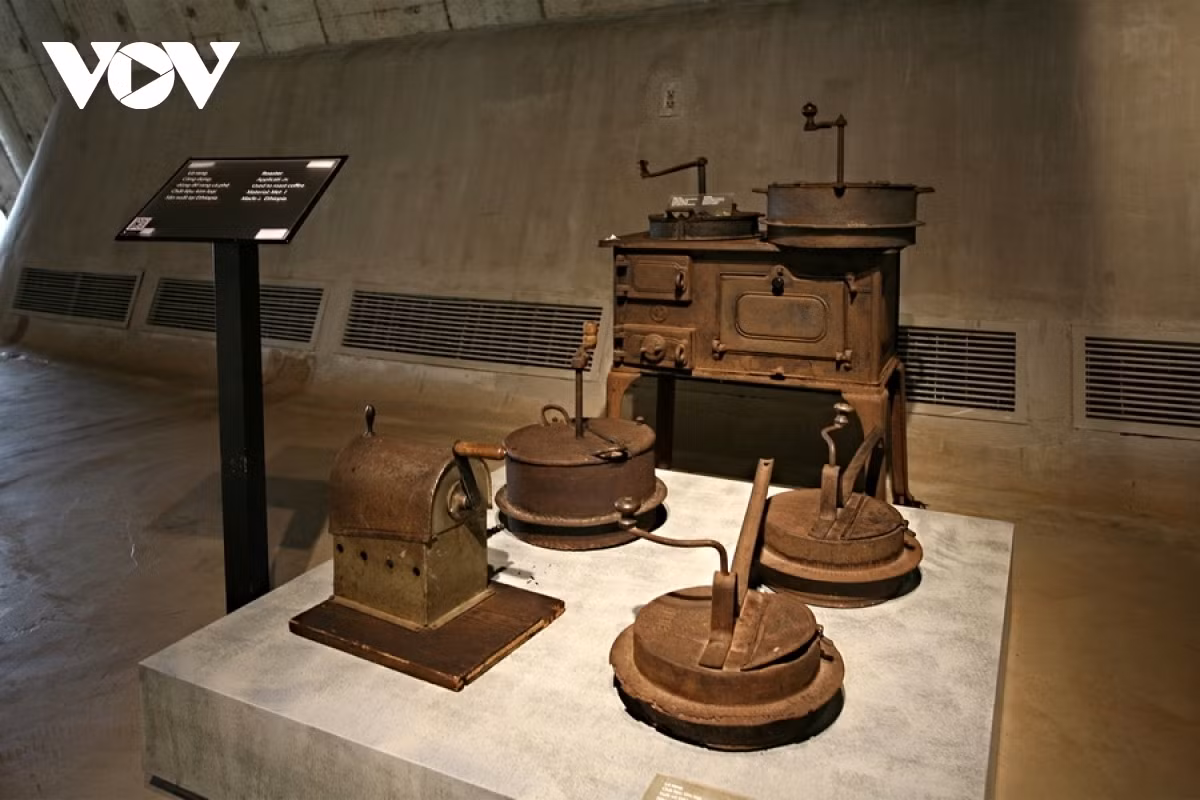 In the photo are ancient tools used to process coffee originating from Ethiopia.