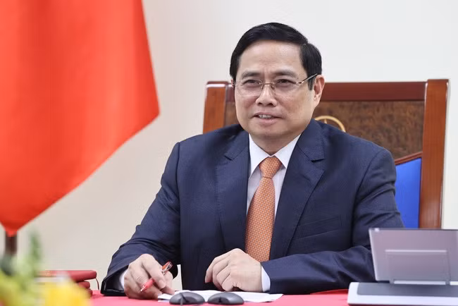 Prime Minister Pham Minh Chinh stresses the importance of promoting international cooperation in developing a digital economy at&nbsp;&nbsp;the Global Trade in Services Summit 2021. (Illustrative image)