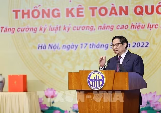 Prime Minister Pham Minh Chinh speaks at the conference.