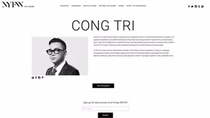 Designer Cong Tri to make New York Fashion Week return
