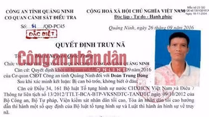  Wanted notice for a man suspected of killing 4 people in Quang Ninh