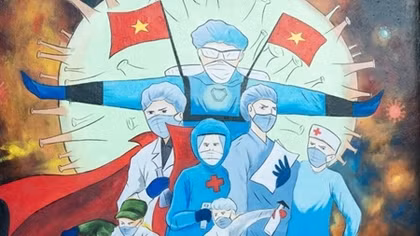 Hanoi mural street features paintings showing COVID-19 fight