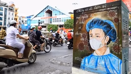 Unique transformer booths with anti COVID-19 paintings in Hanoi 