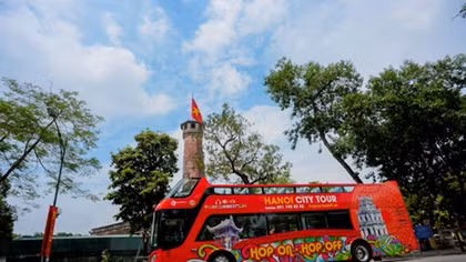 Hanoi attractions on double-decker bus tour