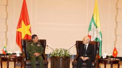 Party leader discusses defence ties with Myanmar military chief
