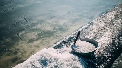 Immense salt fields boast their stunning beauty in scorching sun