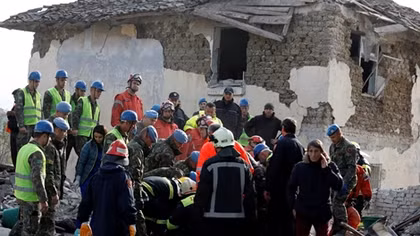 Rescuers use drones and dogs to search for Albanian quake victims